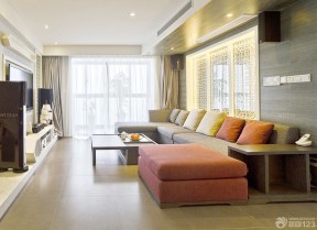 80平方三居室装修效果图 转角沙发装修效果图片
