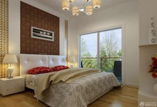 田园风格小户型中式卧室床头背景墙装修效果图 