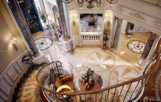 欧式古典风格三层小别墅楼梯装修图片