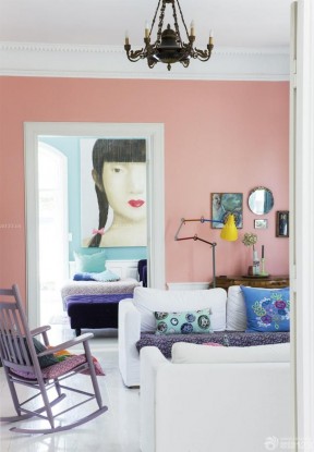 精美复式楼房子粉色墙面装修效果图欣赏