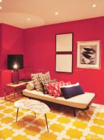 时尚绚丽房子复式装修红色墙面设计样板
