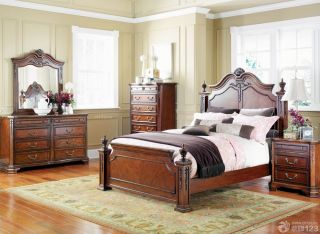 古典欧式别墅实木家具卧室家具装修效果图