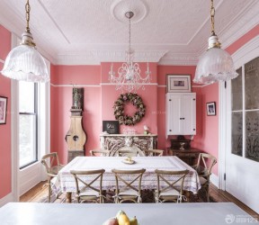 唯美小复式楼粉色墙面装修样板间图片欣赏