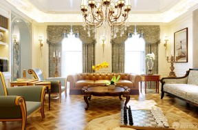 欧式顶级别墅客厅布艺窗帘图片
