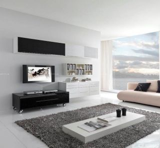 家装现代风格90平米两室两厅客厅电视墙装修图