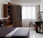 90平米3居室房屋卧室纯色窗帘装修效果图片