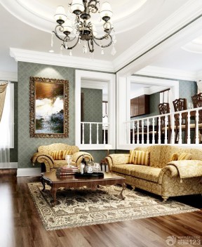 别墅建筑客厅组合沙发摆放图片