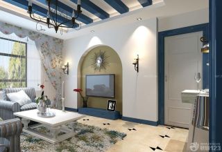 小户型装修地中海风格客厅地毯效果图片