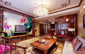 现代中式客厅装修效果图 电视背景墙造型设计