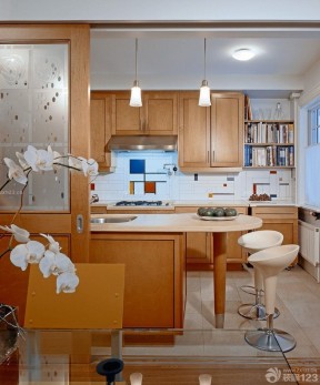 小户型开放式厨房装修效果图 天花灯图片