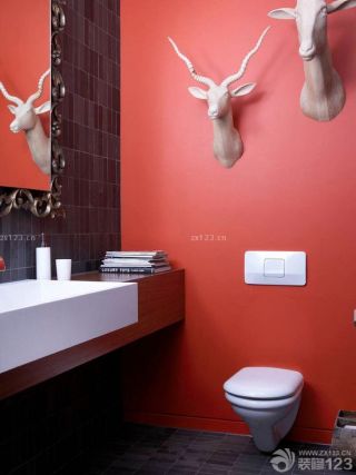90平米小户型卫生间红色壁纸装修效果图片