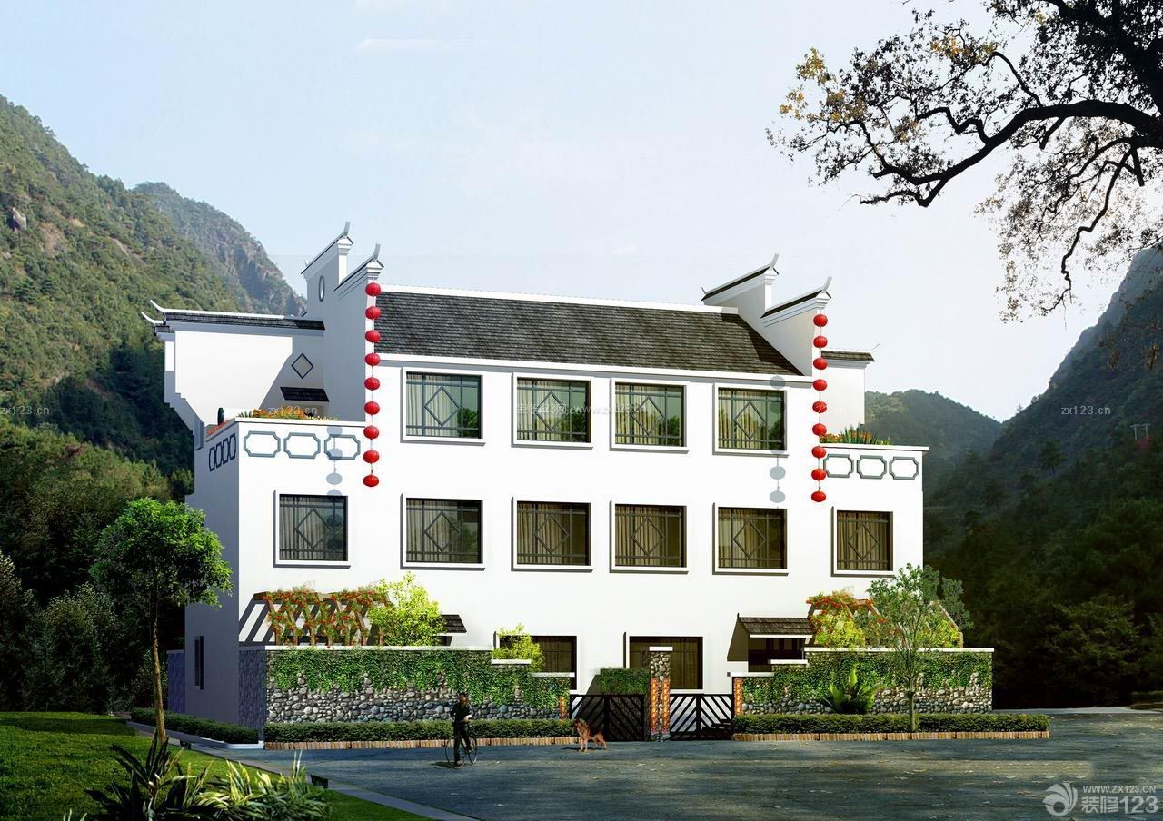 新中式小户型别墅外观装修图