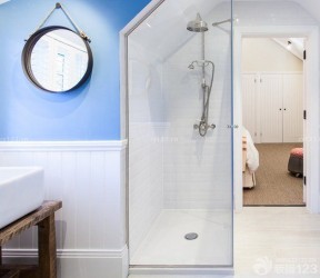 90平米小户型浪漫的主卧室卫生间装修效果图 小美式风格