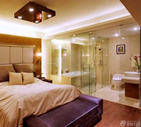 90平米小户型浪漫的主卧室卫生间装修效果图 现代小户型装修