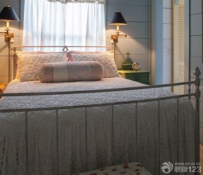 家装美式风格90平米小户型浪漫的主卧室卫生间装修效果图