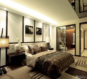 90平米小户型浪漫的主卧室卫生间装修效果图 中式混搭风格