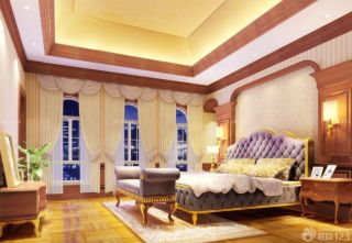 欧式别墅室内双人床装修设计效果图