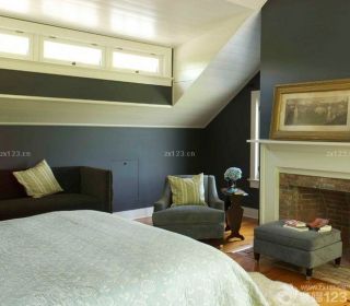家装美式风格90平带平顶阁楼小户型卧室装修图片