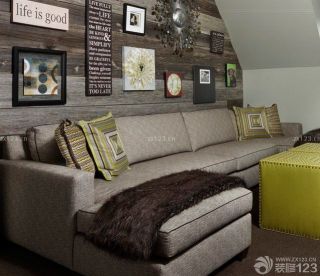 90平带平顶阁楼小户型沙发背景墙装修效果图片