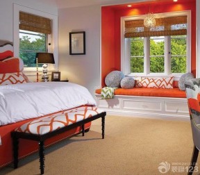 美式家装90后女生卧室飘窗设计效果图片