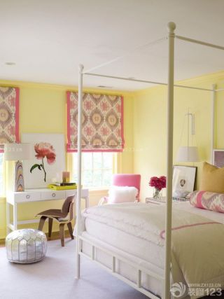 90后女生卧室黄色墙面装修效果图片