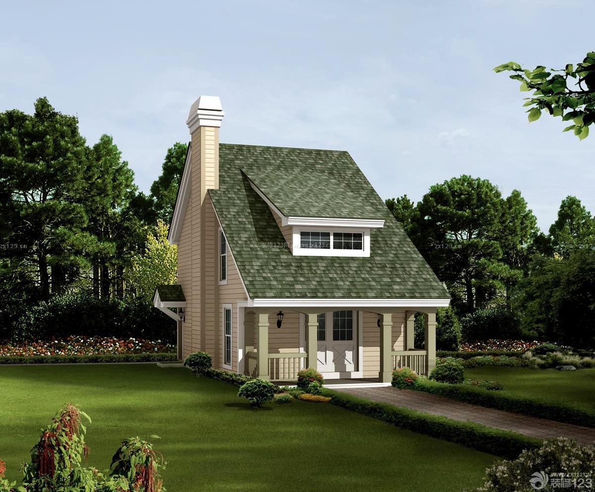 小美式风格木屋别墅屋顶绿瓦设计图片