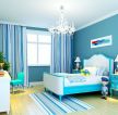 豪华别墅内部卧室蓝色墙面装修效果图片