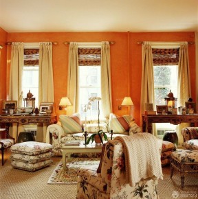 小户型别墅图片 橙色墙面装修效果图片