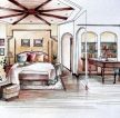 别墅卧室书房装饰设计图纸及效果图