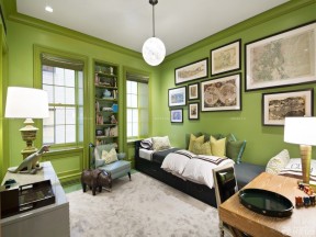 小户型空间创意设计 绿色墙面装修效果图片