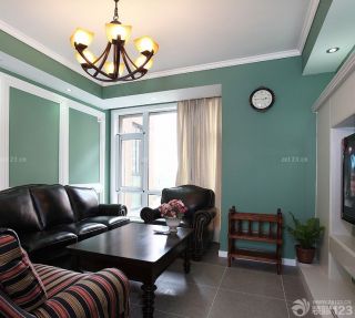 小户型客厅纯色壁纸装修样板间