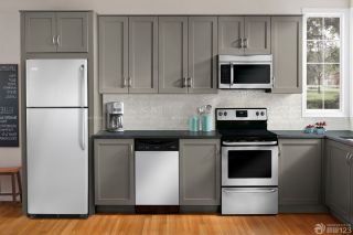 小户型整体厨房灰色橱柜装修效果图