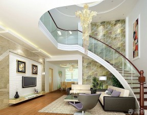 别墅室内设计图 玻璃楼梯扶手图片