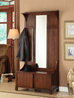 古典风格家装室内带镜子的鞋柜装修效果图