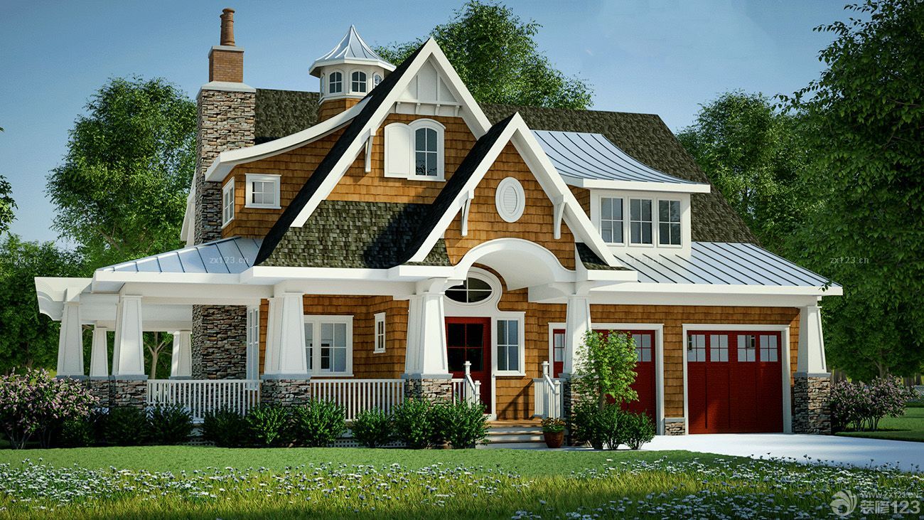 农村三层连体别墅外观设计图片