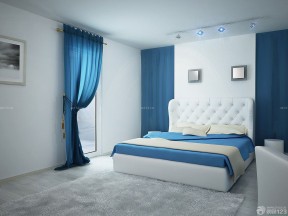 小户型公寓装修实例 蓝色窗帘装修效果图片