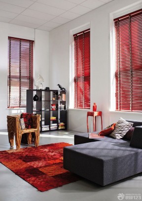家居装修设计小户型 红色地毯图片