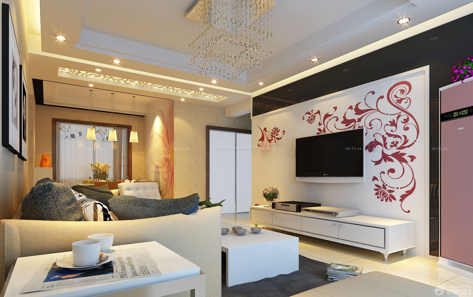 现代简约客厅装修 客厅电视墙设计效果图
