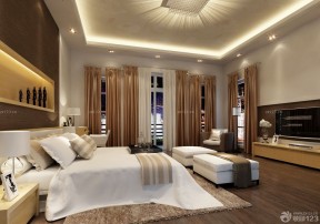 现代风格房子双人床装修设计图片大全130平