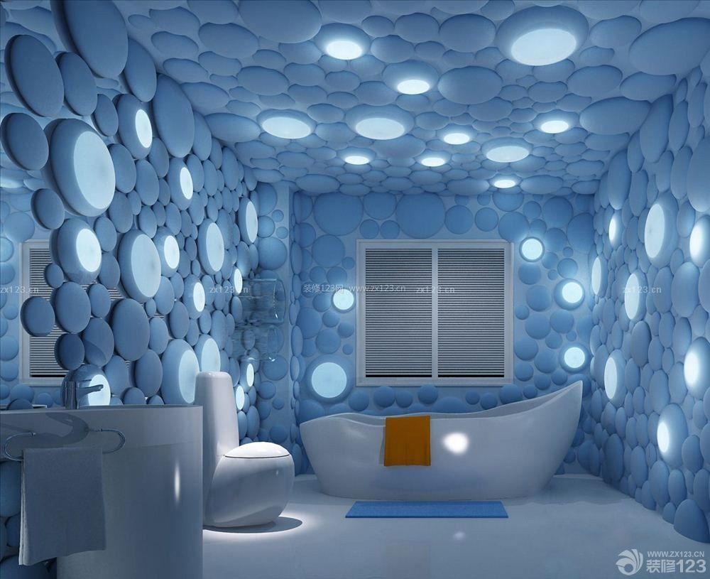 乡村别墅卫生间浴室3D装修效果图大全