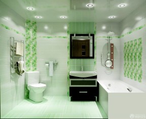 小户型卫生间装饰 绿色墙面装修效果图片