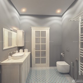 简约小户型厕所灰色墙面装修效果图