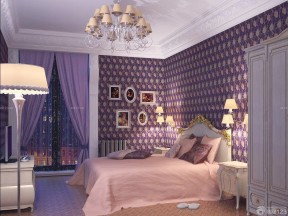 温馨交换空间小户型卧室紫色墙面设计