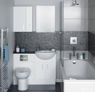 精致小户型厕所白色橱柜装修效果图片