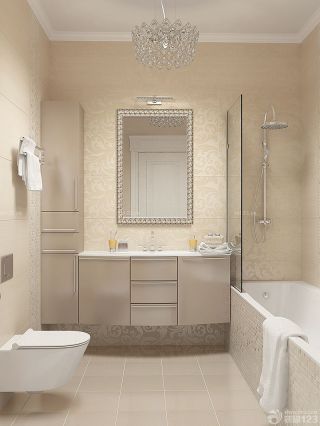 经典小户型厕所瓷砖壁画装修效果图