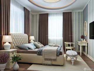 经典交换空间小户型卧室棕色窗帘装修效果图欣赏