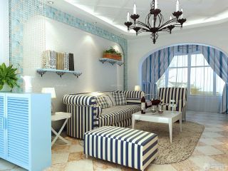 简约地中海风格跃层房子小客厅装修设计图片大全
