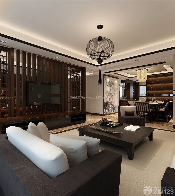 中式风格客厅隔断装修效果图片