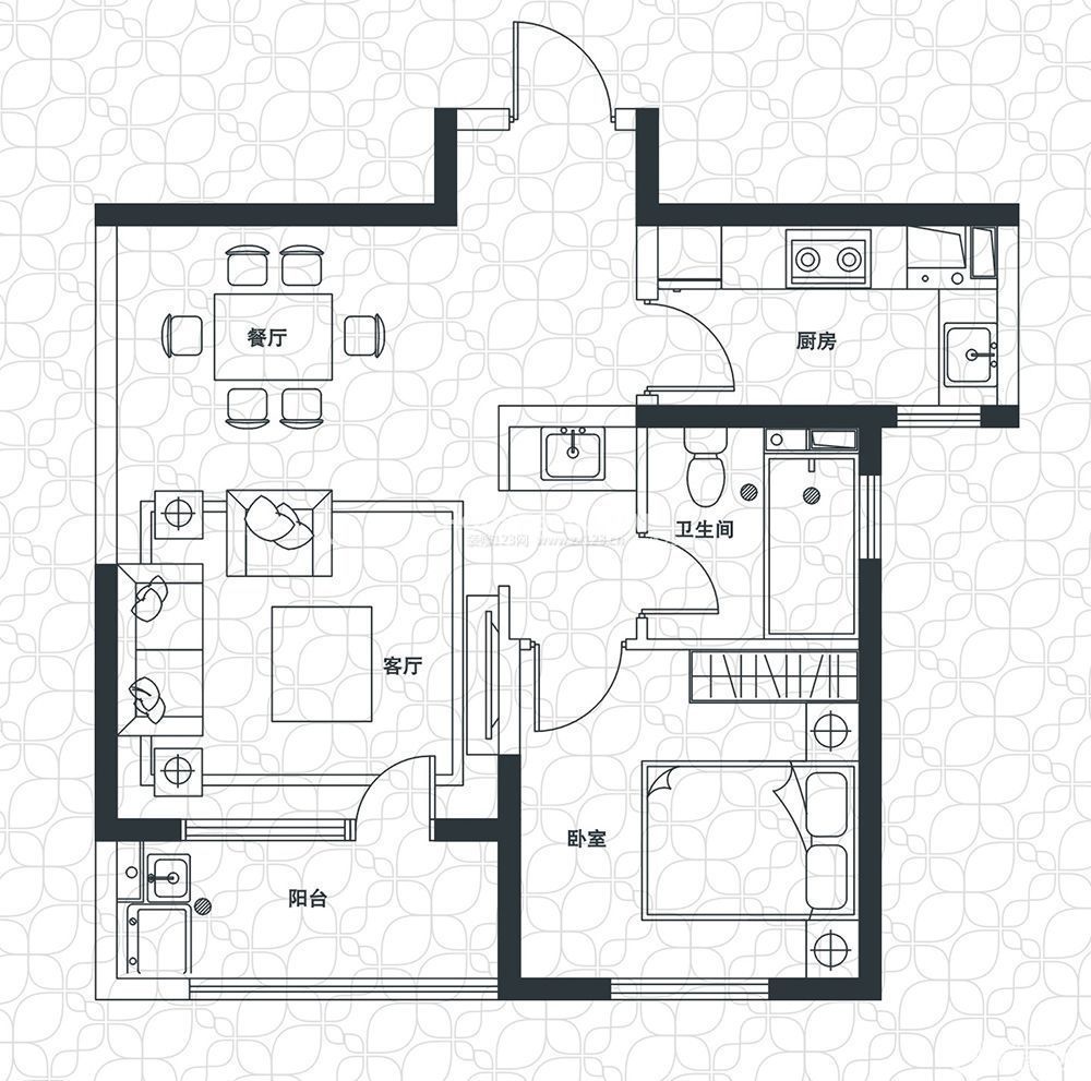60平米小户型公寓平面图