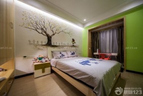 小卧室绿色墙面装修设计效果图片